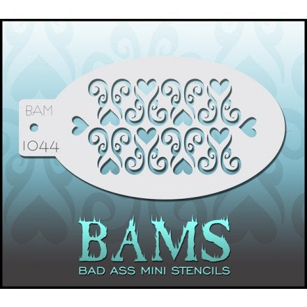 BAM- Bad Ass Mini Face painting Stencils 1044- swirls and hearts
