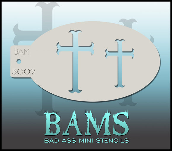 BAM- Bad Ass Mini Face painting Stencils 3002 cross