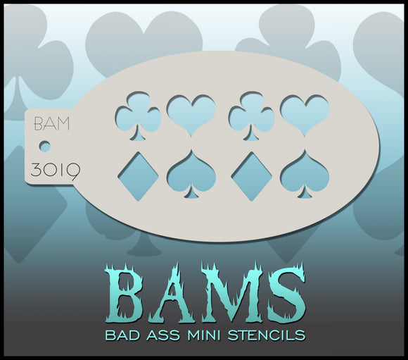 BAM- Bad Ass Mini Face painting Stencils 3019- suit of cards