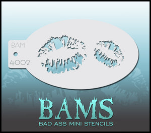 BAM- Bad Ass Mini Face painting Stencils 4002 kiss, lips