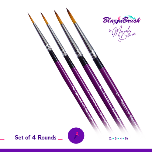 Blazin Face Painting Brush by Marcela Bustamante | Set of 4 Round Brushes