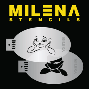 MILENA STENCILS | Face Painting Stencil - Cute Face Bright Eyes D10