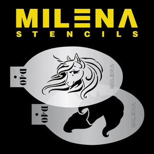 Milena Face Painting stencils- Unicorn with flowing mane Set D40