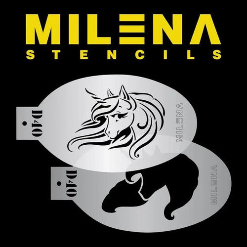 Milena Face Painting stencils- Unicorn with flowing mane Set D40