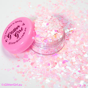 Glitter Girl Biodegradable Eco Glitter- Marshmallow- iridescent baby pink