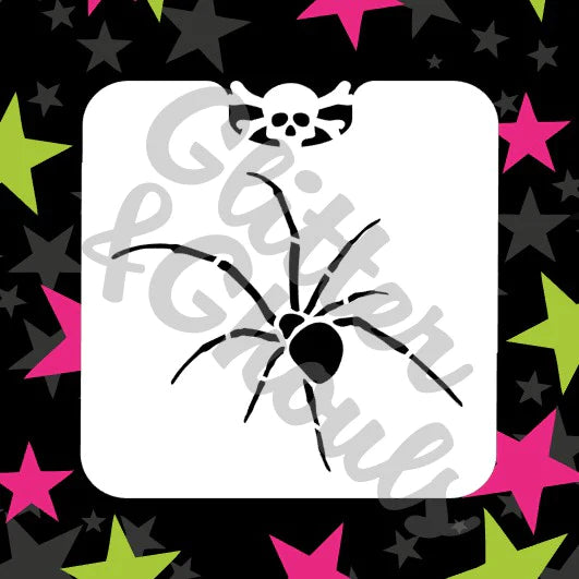 Glitter and Ghouls Face Painting Stencil- spider mini
