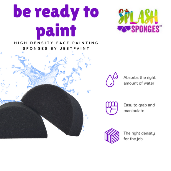Splash Face Painting Sponges by Jest Paint | HIGH DENSITY | Half Moon 2pk