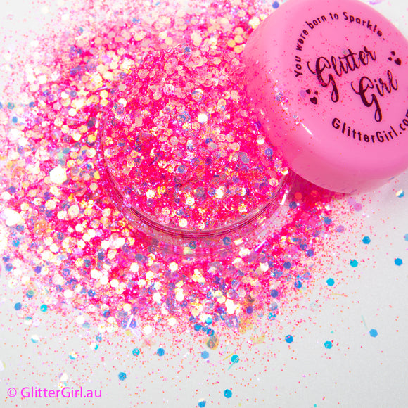 Glitter Girl Biodegradable Eco Glitter- Sugar Heart- iridescent pink