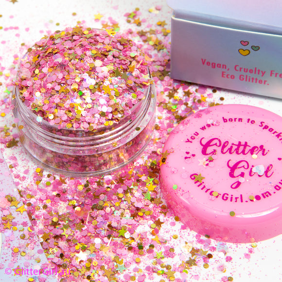 Glitter Girl Biodegradable Eco Glitter- Sweet sensation- Pink and Gold