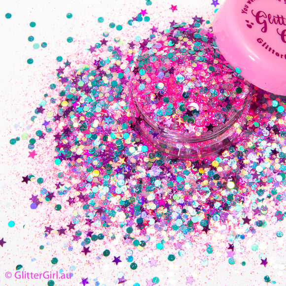 Glitter Girl Biodegradable Eco Glitter- Twinkle- mix with holographic stars