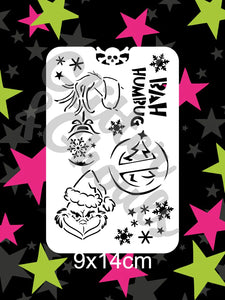 Glitter and Ghouls face painting stencil- Bah Humbug