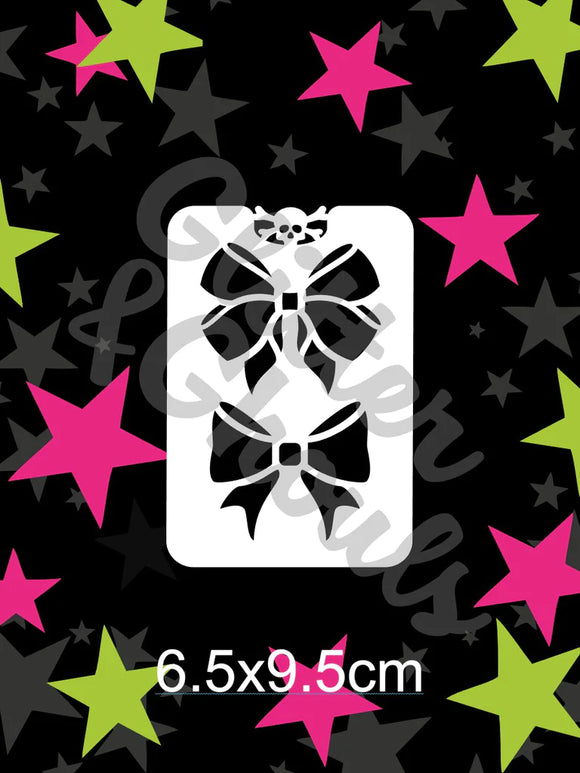 Glitter and Ghouls face painting stencil- 238- Bow-tiful Bows