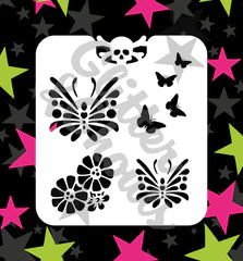 Glitter and Ghouls Face Painting Stencil- Butterflies