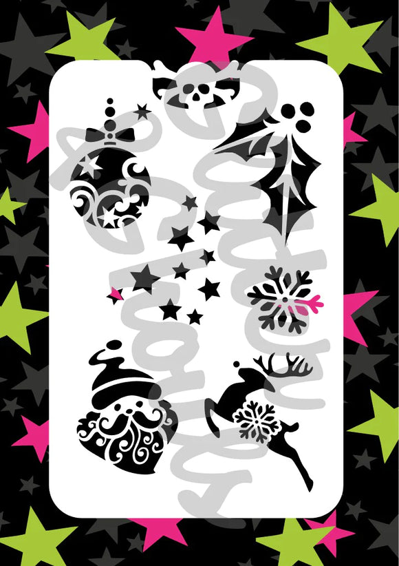 Glitter and Ghouls Face Painting Stencil- Christmas Fun Essentials