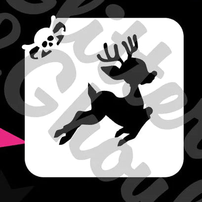 Glitter and Ghouls Face Painting Stencil- cute Reindeer Prancing