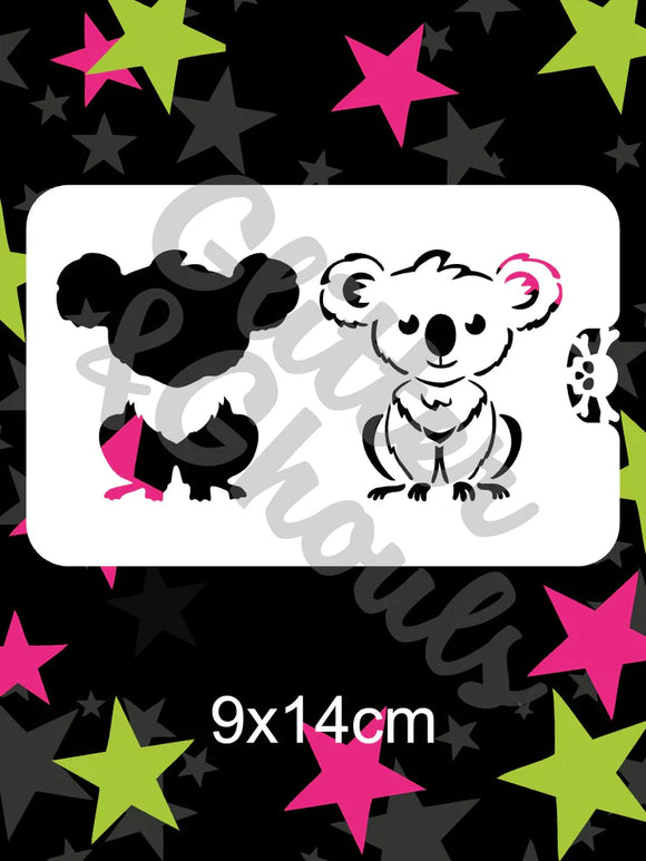 Glitter and Ghouls face painting stencil- Cutie Koala- full body