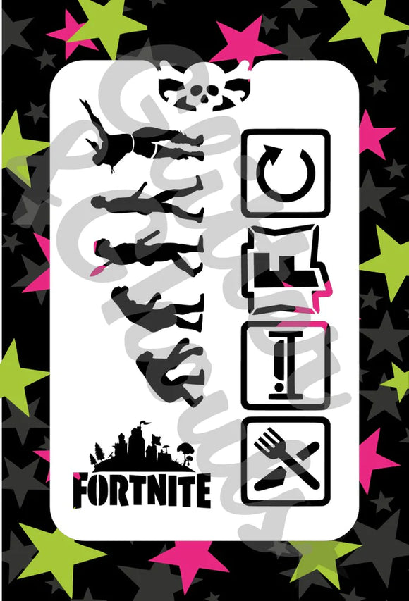 Glitter and Ghouls Face Painting Stencil- fortnite- eat sleep repeat