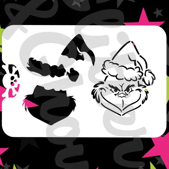 Glitter and Ghouls Face Painting Stencil- 649- Grinch
