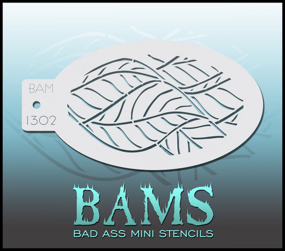BAM- Bad Ass Mini Face Painting Stencil 1302- leaves
