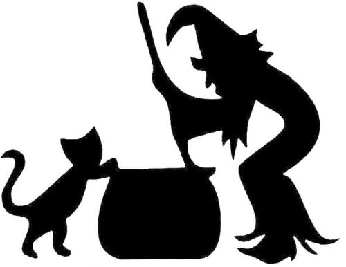Glitter Tattoo Stencil - Witch, cat and cauldron