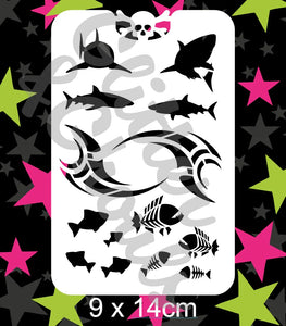 Glitter and Ghouls Face Painting Stencil- Shark Frenzy