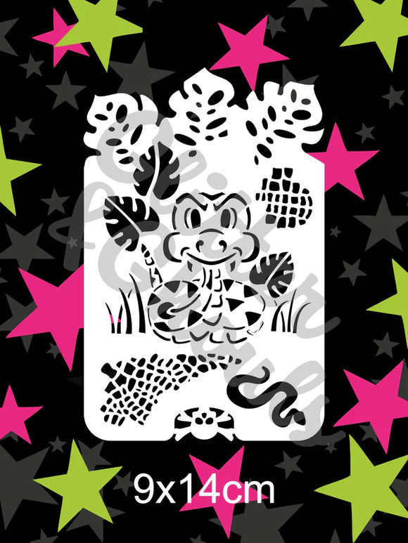 Glitter and Ghouls Face Painting Stencil- jungle snake and accents