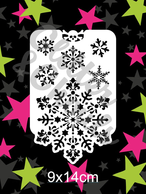 Glitter and Ghouls Face Painting Stencil- Snowflake edge