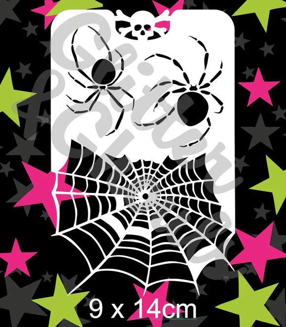 Glitter and Ghouls Face Painting Stencil- Spider and Web